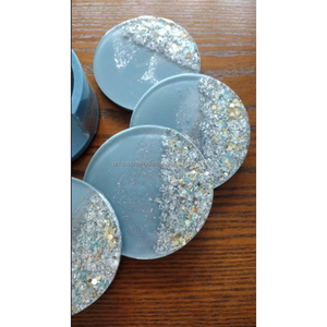 Dessous de verre faits à la main en résine époxy arc-en-ciel scintillant élégant coloré verres décor de table accessoires artistiques - Product Image 2