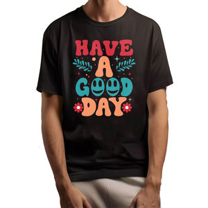 Camiseta Casual de Manga Corta con Cuello Redondo para Hombre, Color Negro, con Estampado de Letras Digitales, 100% Algodón, Tejido de Punto Suave, Corte Regular - Product Image 5