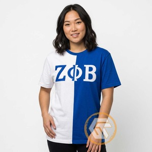 T-shirt en coton tricoté écologique uni compressé pour femme Zeta Phi Beta, bleu 1920, col rond, manches courtes, coupe classique - Product Image 3