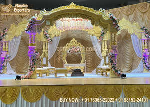 Cérémonie de mariage hindoue Akshara Mandap, mariage indien gujarati, mandap en or Mayur, mariage Maharaja, pilier de base de mandap en forme de paon, États-Unis - Product Image 5