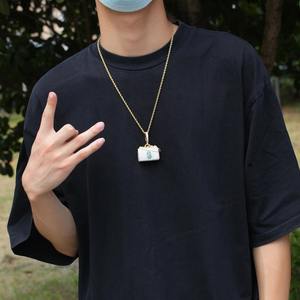 Pendentif tendance en moissanite micro-incrustée 3D, motif petit portefeuille, style religieux Hip Hop Iced out avec chaîne en corde - Product Image 3