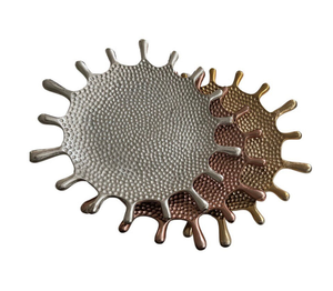 Matte golden plated metal serving tray for elite dining home use catering hospitality event or table centerpiece tray - Product Image 2