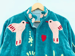 Chaqueta Bomber Reversible Bordada a Mano MONIT MARKETING, 100% Terciopelo, Forro de Lino con Patrón Floral Vintage, para Verano/Otoño/Primavera - Product Image 1