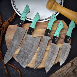 Damascus Steel Chef Knife Set with Leather Cover Premium <b>Kitchen</b> Knife Collection for Restaurant <b>Kitchen</b> and Home Cooking - Product Image 2