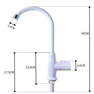 ก๊อกน้ำอ่างล้างจานแบบติดตั้งบนเคาน์เตอร์ รุ่น KSOM-31T8T ยี่ห้อ KSN เวียดนาม แบบน้ำเย็น สีขาว วัสดุ ABS คอห่าน - Product Image 2