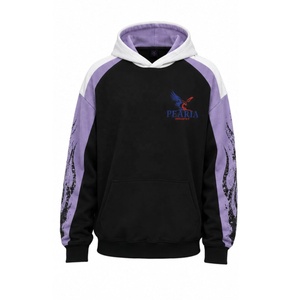 Sweat-shirt à capuche pour homme, coupe ample, avec logo color block sur le devant, imprimé, en mélange de coton, style veste de jogging, avec poches, pour l'automne - Product Image 3