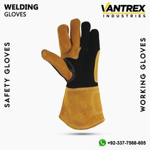 Gants de Soudure en Cuir VANTREX INDUSTRIES Respirants, Longueur Coude, Résistants aux Piqûres et Thermiquement Isolants, Jaune et Noir - Product Image 4