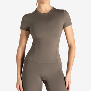 <b>Women</b> Seamless <b>Compression</b> T-Shirt Solid Color Quick Dry Yoga Wear Fitness T-Shirt Running Gym Training Workout <b>Top</b> - Product Image 1