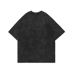 T-shirt en coton uni noir personnalisé pour homme, style vintage, effet délavé à l'acide - Product Image 2