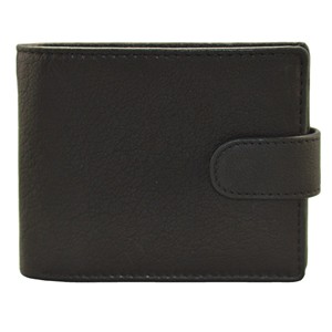 Cartera Bifold de Cuero Genuino para Hombre, Negra, Minimalista, con Cierre Plegable, Uso Diario, Forro de PU, Bolsillo Corto, Diseño con Logotipo - Product Image 1