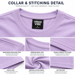 เสื้อยืดคอกลมสีลาเวนเดอร์สำหรับผู้หญิง URBAN VIBE แขนสั้น พิมพ์ลายตัวอักษร ดีไซน์ลำลอง ทรงหลวม ผ้าฝ้าย 100% ระบายอากาศได้ดี สามารถสั่งทำได้ - Product Image 4