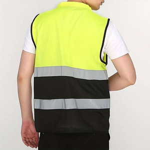 Gilet de sécurité haute visibilité orange et bleu avec bandes réfléchissantes et poches, vue avant et arrière - Product Image 3