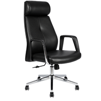 Chaise de bureau exécutive ergonomique moderne et épurée à dossier haut en cuir PU, base chromée, hauteur réglable, pivotante, pour hôpital et école