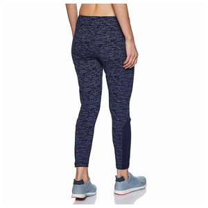 Space Dye Heathered Yoga Pants Women Drawstring High Waist Workout Leggings Soft Knit Fitness <b>Tights</b> Navy - Product Image 2