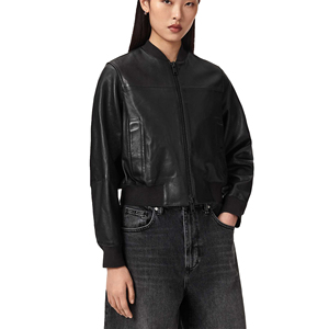 <b>Women</b> Genuine Leather Winter <b>Jacket</b> Ladies Fleece Lined Biker Slim Fit <b>Zip</b>-<b>Up</b> Customized Logo Factory Price Wholesale - Product Image 1