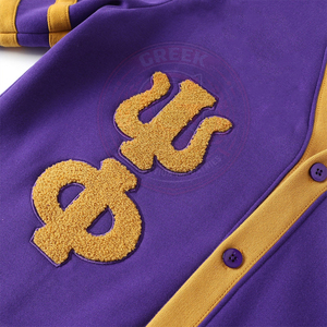 Fraternity Omega Purple Knitted <b>Cardigan</b> <b>Long</b> Sleeve Cotton V-neck Greek Embroidery OPP Letter Men's Sweater Full Sleeve - Product Image 5