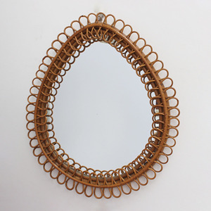 Leaf shaped rattan wall mounted <b>mirror</b> vintage cane <b>framed</b> <b>mirrors</b> best selling home decor - Product Image 6