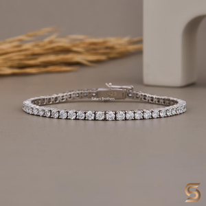Pulsera de tenis de oro blanco macizo de 14K con diamantes cultivados en laboratorio de 3 mm, 5.55 CT, corte redondo, EF VS, joyería de diamantes de corte redondo - Product Image 3