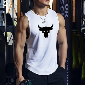 Camiseta sin mangas de punto sólido con diseño de cabeza de toro para hombre, de secado rápido, transpirable, para correr y entrenar, nueva colección de verano 2026 - Product Image 3