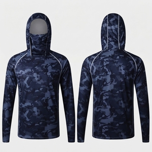 OEM Wholesale Pullover Fishing Hoodie With <b>Face</b> <b>Mask</b> Long Sleeve Quick Dry Breathable UPF50 Custom <b>Men</b> Fishing Wear - Product Image 1