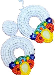 Boucles d'oreilles en perles de rocaille brodées, bijoux multicolores à la mode, style indien, faits à la main, pour femmes et filles, nouvelle collection - Product Image 4