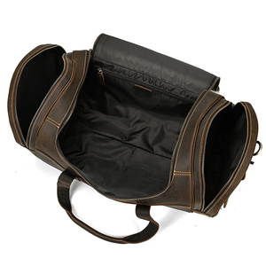 Sac de voyage en cuir pour homme, fermeture éclair, durable, marron - Product Image 3