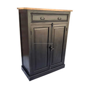 2024 meubles de salon faits à la main de qualité supérieure armoire en bois industriel noir avec 2 portes élégantes 1 tiroir de rangement pour hôtels - Product Image 1