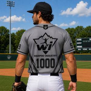 WARPRO INDUSTRY <b>Baseball</b> Jersey Men Short Sleeve Button Front Sublimated Moisture Wicking All Seasons Adult Size - Product Image 2