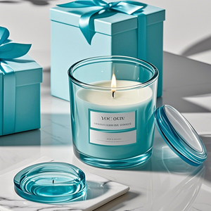 Custom Wholesale Transparent Cylinder <b>Candle</b> Jars Blue Empty Glass Jars 10oz 12oz 14oz Environment-Friendly Diwali Christmas - Product Image 4