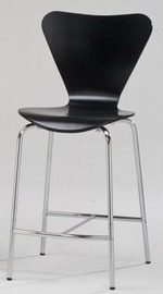 Modern <b>Black</b> <b>Bar</b> Chair With Chrome Metal Base Midcentury Design For Home <b>Bar</b> Commercial Use - Product Image 1