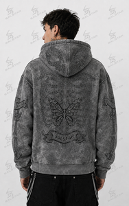 Sudadera con Capucha y Cremallera para Hombre BALSTAR, Diseño Gótico con Estampado de Calavera, Felpa Francesa, Corte Regular, para Otoño - Product Image 5