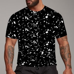Camiseta de algodón de manga corta con cuello redondo y estampado de espada de dragón para hombre, ajuste regular, con logo frontal impreso por sublimación - Product Image 1