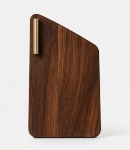 Planche de service de luxe en bois de manguier inclinée, planche à découper asymétrique moderne avec barre en laiton, décoration de cuisine, vaisselle - Product Image 2