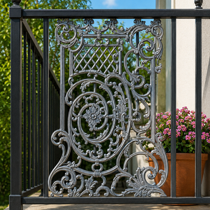 Ornate Cast Iron Balcony Panel Decorative Wrought Iron Grill Vintage Architectural Grille Metal <b>Wall</b> Decor Floral Scrollwork - Product Image 6