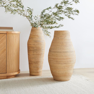 Vase de luxe en rotin naturel pour décoration de maison, vases à fleurs pour centres de table, mariages, fêtes, événements - Product Image 1