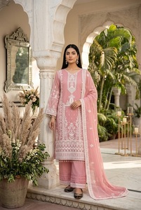 Ensemble haut, palazzo et dupatta en faux georgette lourde avec broderie et travail de sequins chinois, entièrement cousu, avec doublure intérieure en micro-coton (PU 1732) - Product Image 2