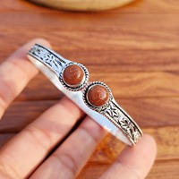 Bracelets manchette en laiton plaqué or et argent, sertis de pierres précieuses en grès doré, unisexe, classique, pour la guérison spirituelle et la pleine conscience, cadeau