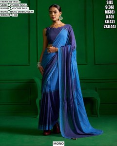 Sari Tradicional Bordado de Viscosa Regal River para Mujer, Ideal para Invierno/Verano en Gujarat, Fiestas de Diwali y Bodas, Sin Arrugas y Resistente a la Humedad - Product Image 5
