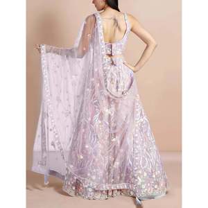 Glamorous Lavender <b>Sequins</b> Net Designer Lehenga Choli with Dupatta for Wedding - Product Image 4
