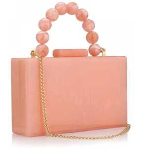 Nuevo Bolso de Mano Artesanal Clásico con Logotipo Personalizado, Efecto Mármol Bohemio de Resina, Elegante, Color Crema, Tela No Tejida - Product Image 2