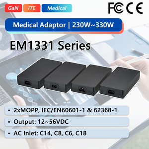 12~56V EM1331 Series GaN Medical AC/DC Power Desktop Adapters For Medical use - Product Image 1