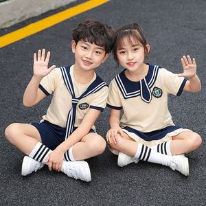Ensemble uniforme scolaire pour enfants unisexe, chemise à manches courtes, short bleu marine, marque DHL, tissu Oxford polyester/coton, rayures blanches - Product Image 6