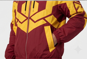 Conjunto Deportivo con Capucha para Hombre, Diseño Geométrico Rojo y Amarillo, Manga Larga con Cierre, Pantalones Cortos Deportivos de Secado Rápido, Poliéster, Ropa Urbana de Verano - Product Image 6