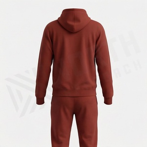 Ensemble de survêtement à capuche pour homme, couleur unie, sweat-shirt et pantalon à fermeture éclair intégrale, tenue décontractée, saison automne, 100% coton, design respirant - Product Image 2