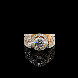 Anillo de Diamante Cultivado en Laboratorio con Halo de Oro Rosa de 14k, Corte Brillante Redondo, Regalo de Compromiso y Aniversario para Mujer - Product Image 1
