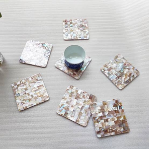Sous-verres carrés en bois et nacre, isolants thermiques, décoratifs pour la maison, sous-plats en nacre, vente chaude - Product Image 4
