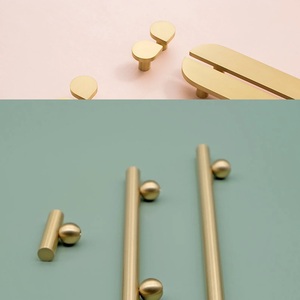 Best Selling Modern Solid Brass Cabinet Door <b>Pulls</b> Handles Simple Design <b>for</b> Kitchen Cupboard Bedroom Office Use - Product Image 1