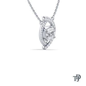 Colgante Solitario de Diamante Cultivado en Laboratorio con Corte Cojín en Forma de Ojo de Oro de 10K, Engaste de Cuatro Puntas con V-Bail, 0.3 Ct, Clásico para Compromiso - Product Image 5