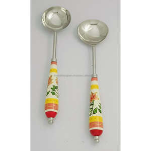 Juego de cubiertos de estilo americano Cuchara y tenedor Mangos de madera pintados a mano Juego de cucharas elegantes de aspecto vintage Flatwares Diseño de mediados de siglo - Product Image 5