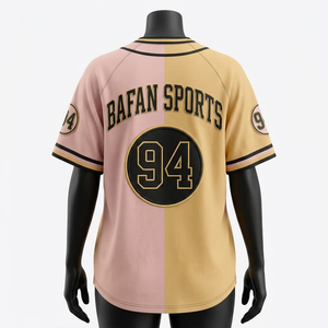 Maillot de baseball pour femmes, 190 GSM, polyester de haute qualité, évacuation de l'humidité, logo rose doré, maillot de baseball pour femmes - Product Image 2